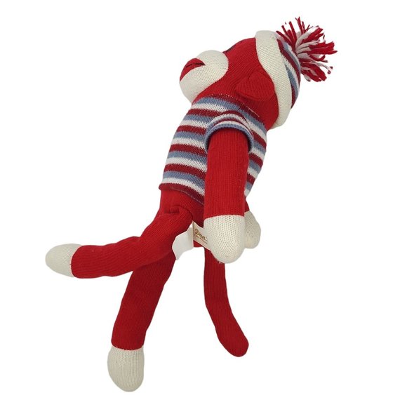 Dan Dee Sock Monkey Plush 19" Stuffed Animal Toy Pom Pom Cap Red Blue - Picture 6 of 11
